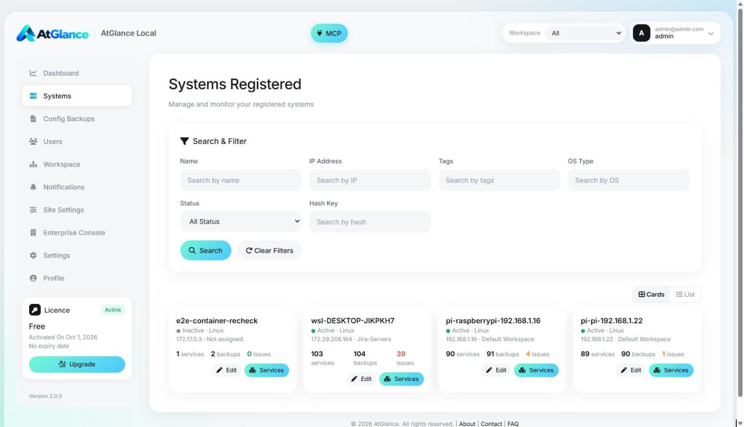 Every registered server, searchable