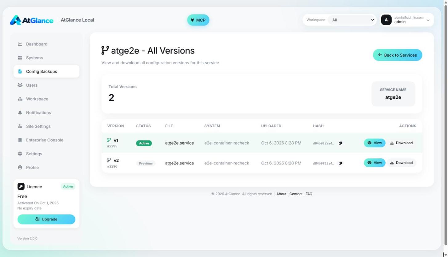 Every change to every config file, versioned